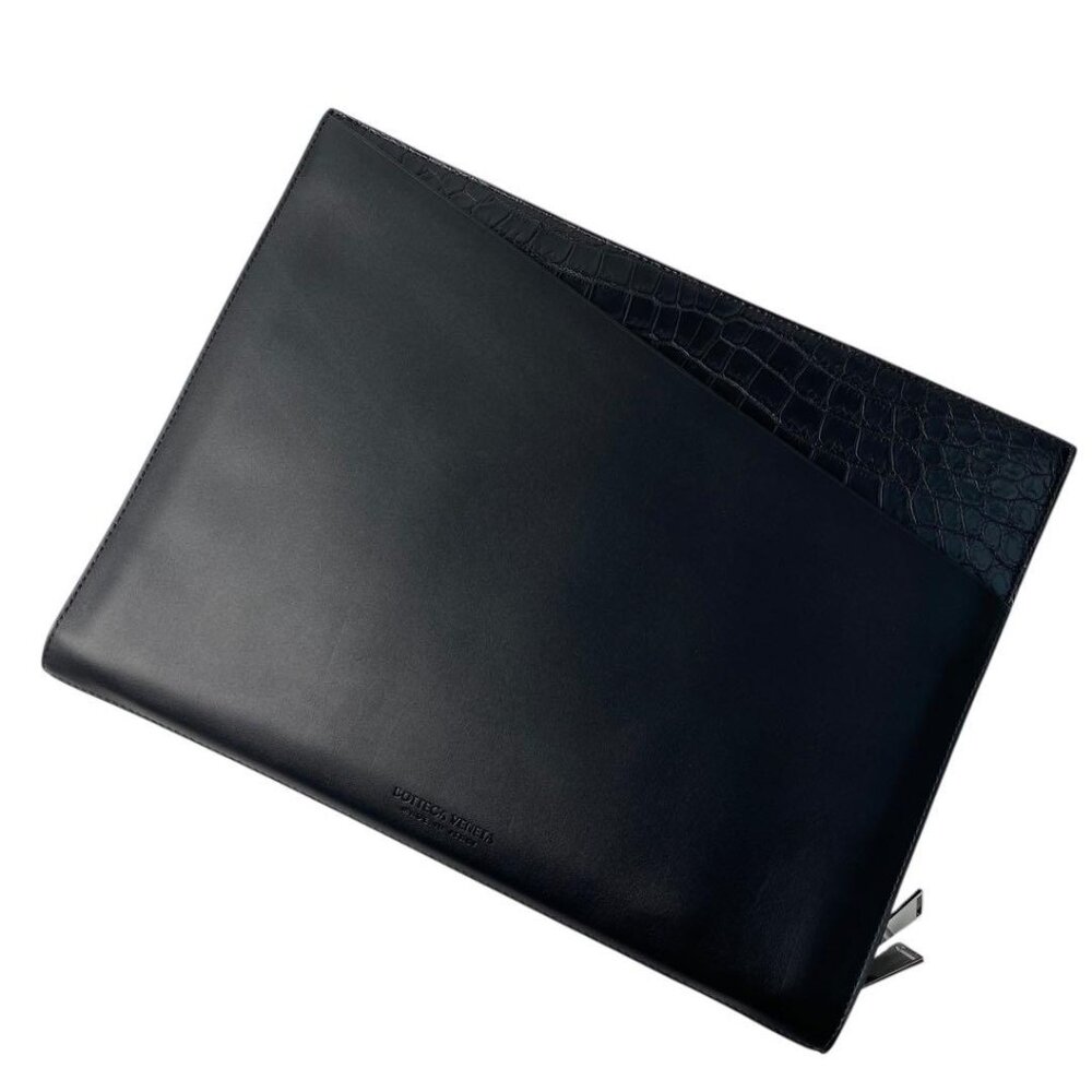 Bottega Veneta Croco Leather Document Clutch Bag